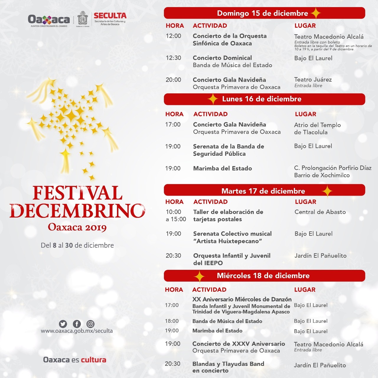 Inicia Seculta actividades culturales navideñas