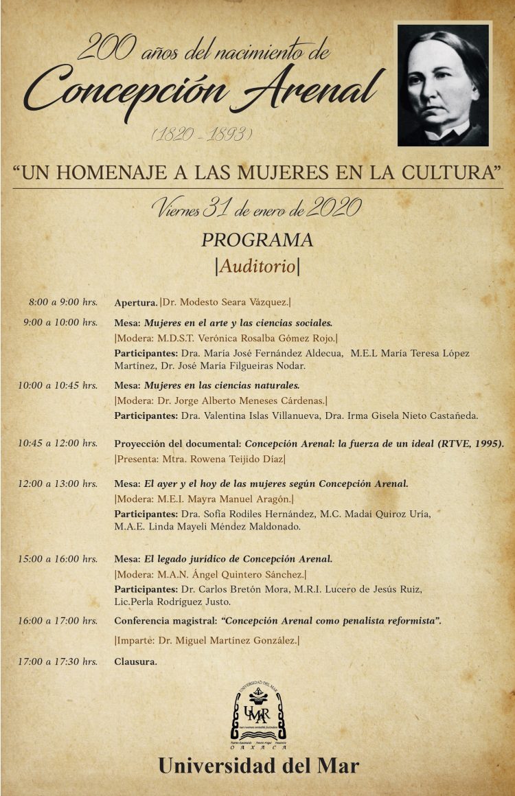 Homenaje a Concepción Arenal en la Universidad del Mar (Huatulco, México)
