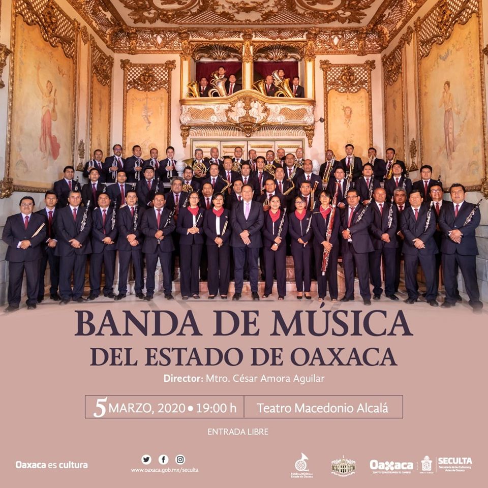 Invita Seculta al gran concierto de la Banda de Música del Estado de Oaxaca