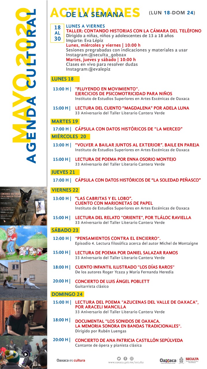 Disfruta de la programación que la Seculta tiene preparada para esta semana