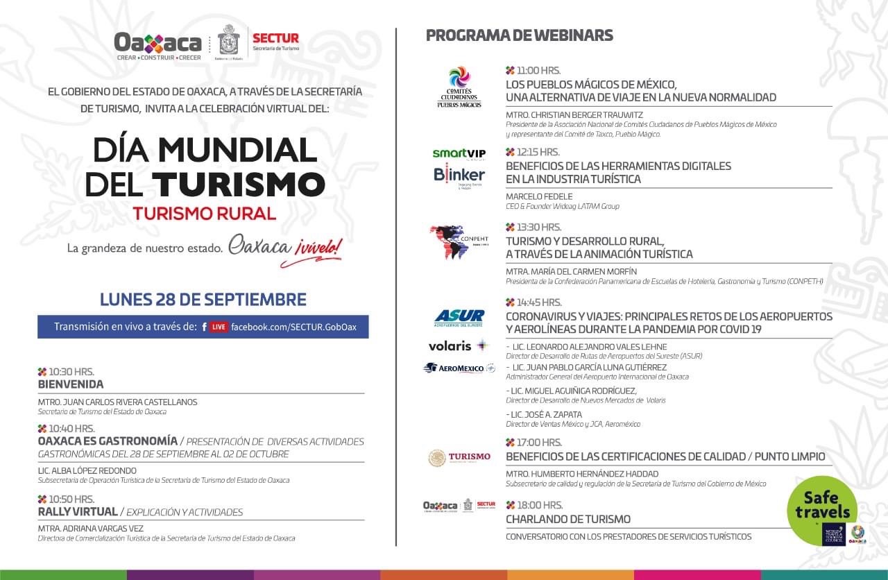 Invita Sectur Oaxaca a conmemorar el Día Mundial del Turismo