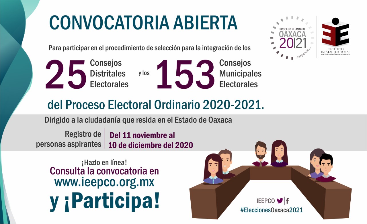 Convoca IEEPCO a integrar Consejos Distritales y Municipales
