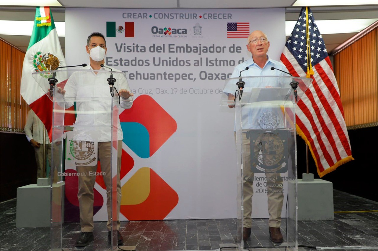 Alejandro Murat y embajador de EEUU en México, reafirman compromiso de trabajo en torno al Proyecto Interoceánico