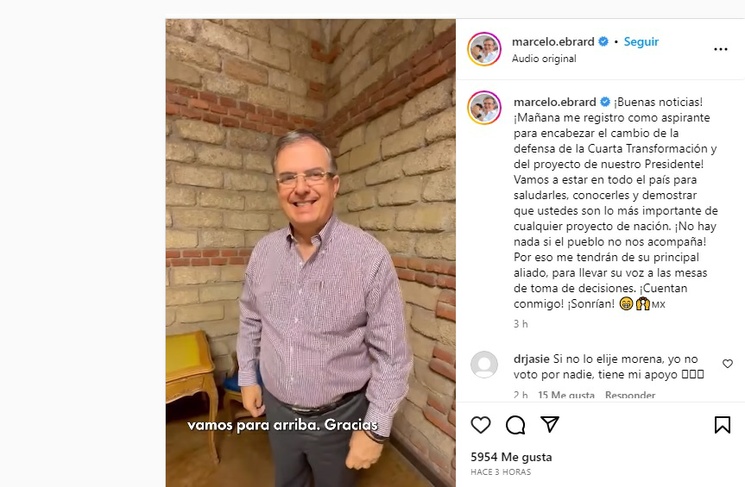Presentará Ebrard su registro para ser incluido en encuesta de Morena