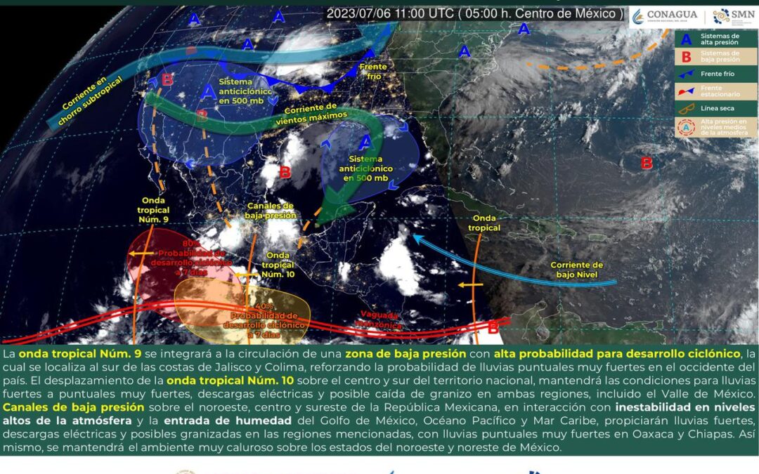 Continuarán lluvias y posible caída de granizo por onda tropical número 10